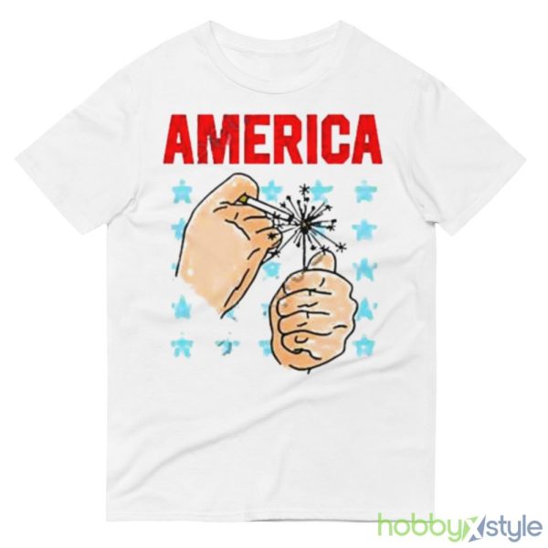 America Sparkler White T Shirt Mockup - 980 Lightweight Fashion Short Sleeve T-Shirt