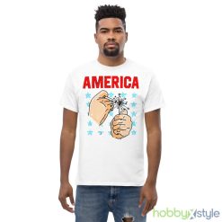 America Sparkler White T Shirt Mockup - Men’s Classic Tee Gildan 5000