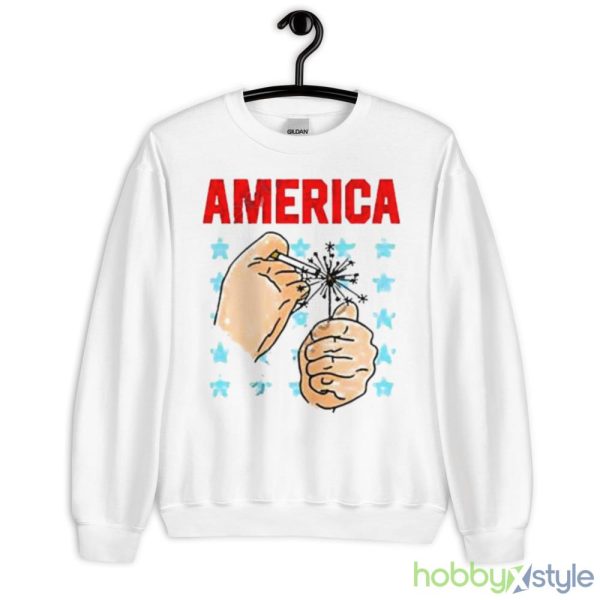 America Sparkler White T Shirt Mockup - 18000 Unisex Heavy Blend Crewneck Sweatshirt