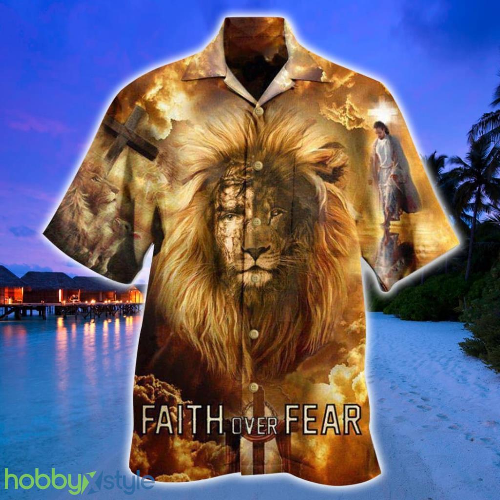 Christian - Lion Faith Over Fear Hawaiian Shirt Product Photo 1