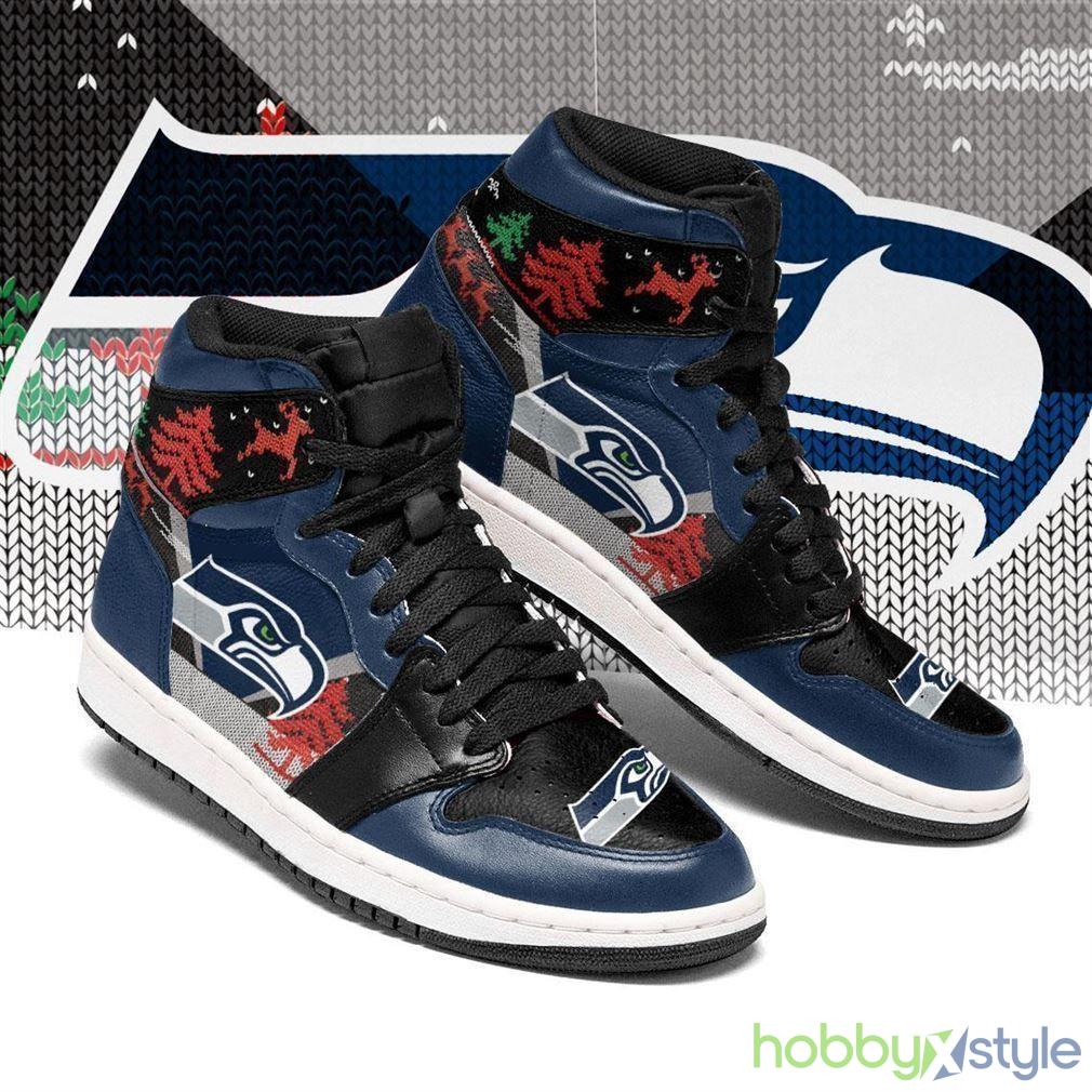 Christmas Seattle Seahawks NFL Air Jordan High Top Shoes For Men And Women - Christmas Seattle Seahawks NFL Fan’s Sport Shoes Air Sneakers
