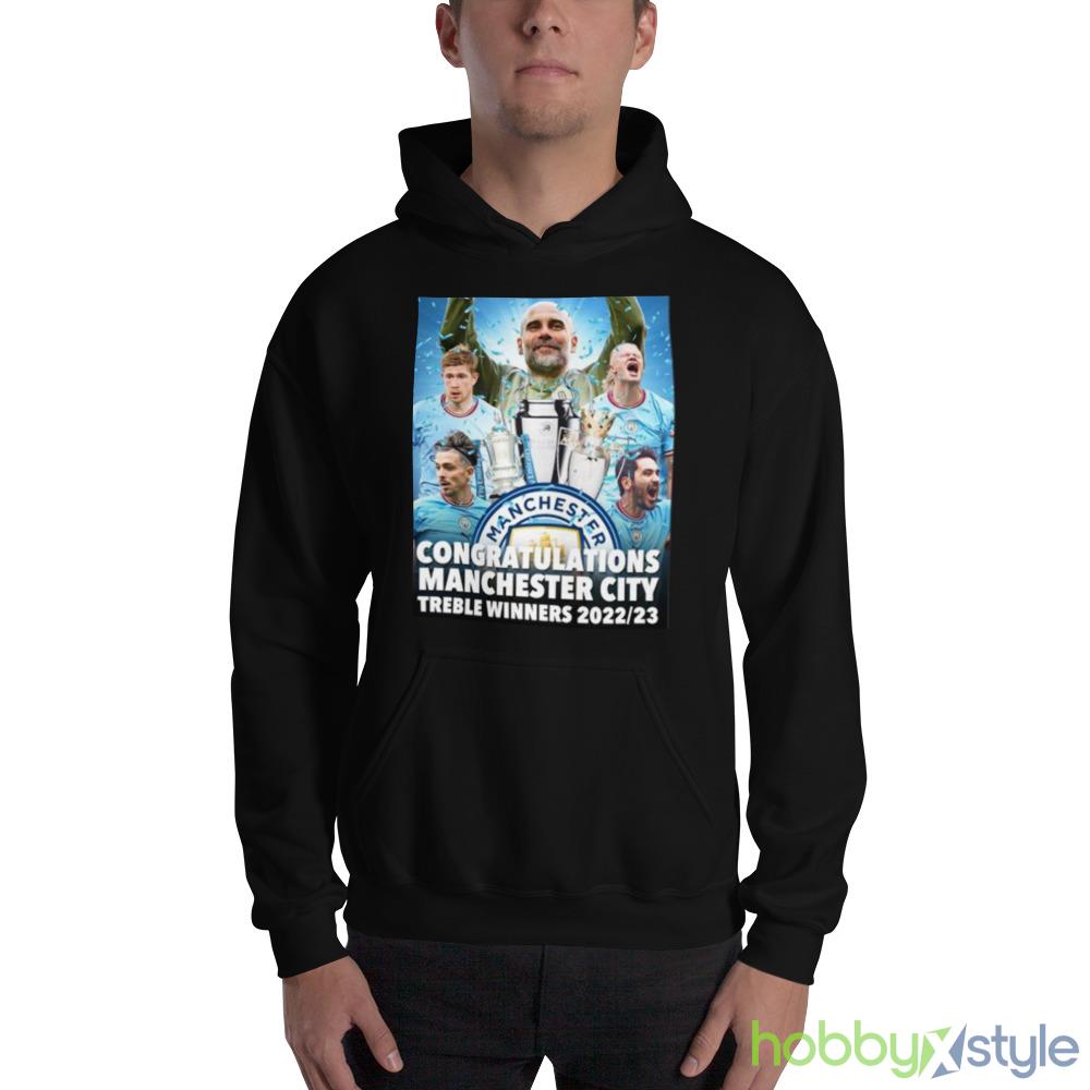 Congratulations Manchester CIty Treble Winners 2022 2023 shirt - 18500 Unisex Heavy Blend Hooded Sweatshirt