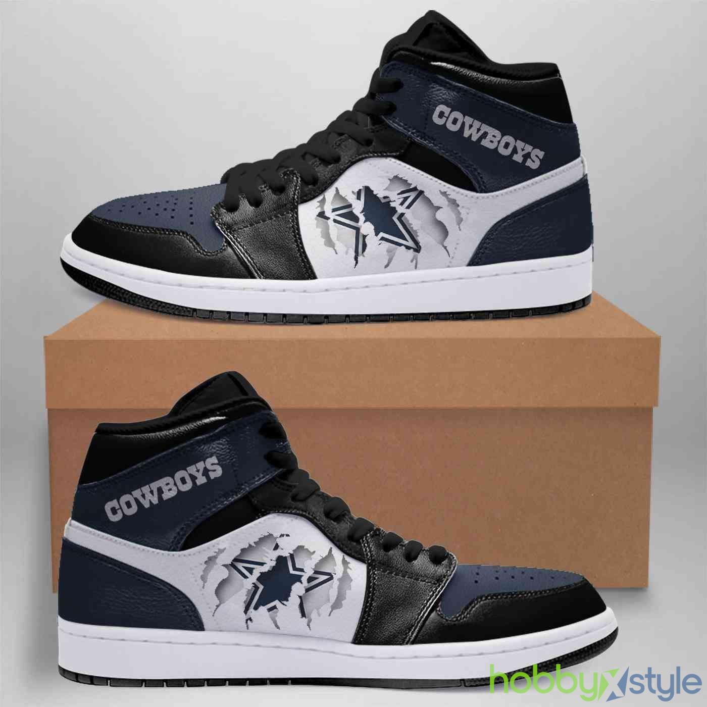 Dallas Cowboys NFL Team Air Jordan High Top Shoes For Men And Women - Dallas Cowboys NFL Fan’s Sport Shoes Team Air Sneakers