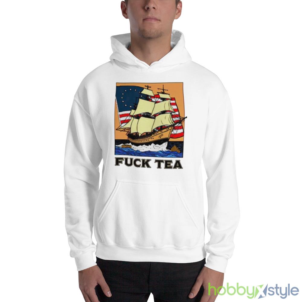 Fuck tea boat White T Shirt Mockup - 18500 Unisex Heavy Blend Hooded Sweatshirt