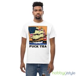 Fuck tea boat White T Shirt Mockup - Men’s Classic Tee Gildan 5000