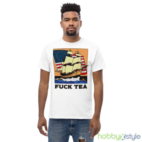 Fuck tea boat White T Shirt Mockup - Men’s Classic Tee Gildan 5000