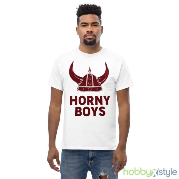 Horny Boys White T Shirt Mockup - Men’s Classic Tee Gildan 5000