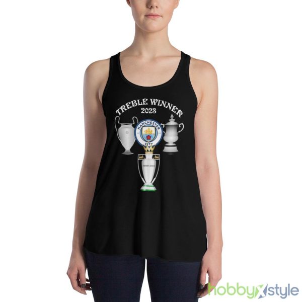 Manchester City The Treble Champions 2023 Shirt - 8800 Women's Flowy Racerback Tank