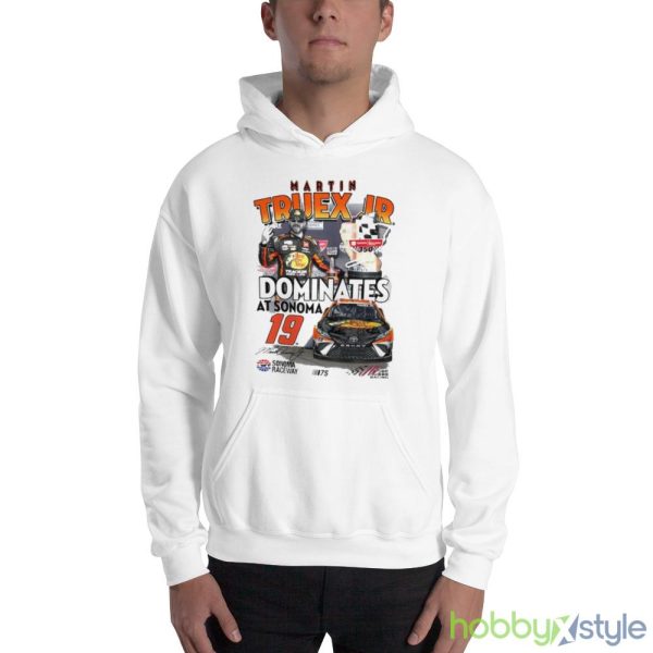 Martin Truex Jr Checkered Flag Sports 2023 Toyota Save Mart 350 Race Winner Signature Shirt - 18500 Unisex Heavy Blend Hooded Sweatshirt