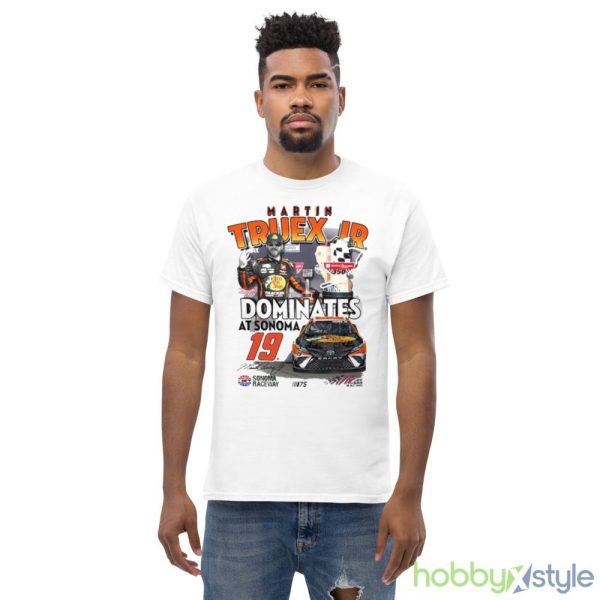 Martin Truex Jr Checkered Flag Sports 2023 Toyota Save Mart 350 Race Winner Signature Shirt - Men’s Classic Tee Gildan 5000