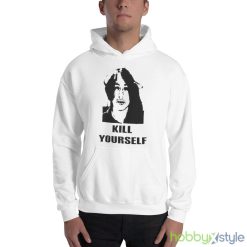 Mugshot Kill Yourself White T Shirt Mockup - 18500 Unisex Heavy Blend Hooded Sweatshirt