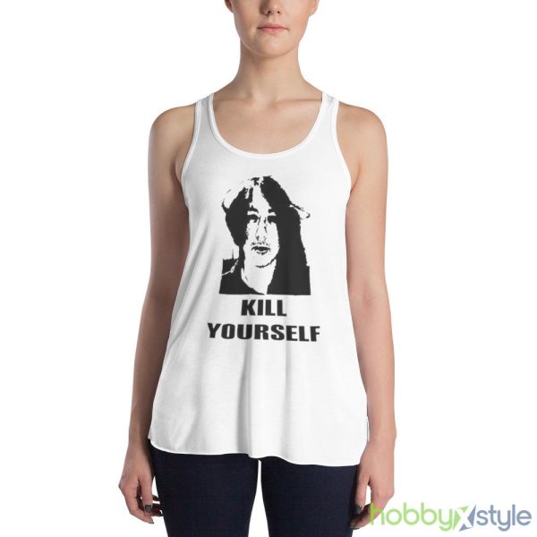 Mugshot Kill Yourself White T Shirt Mockup - 8800 Women's Flowy Racerback Tank
