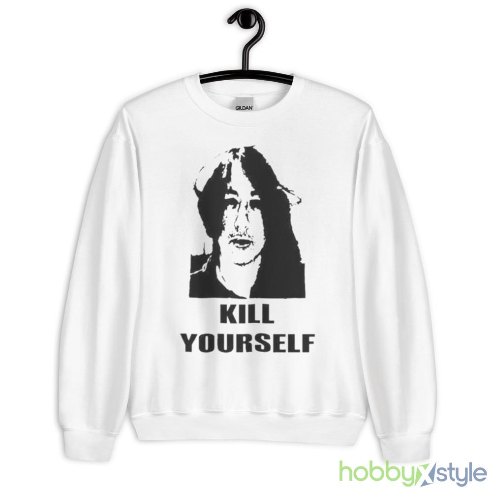 Mugshot Kill Yourself White T Shirt Mockup - 18000 Unisex Heavy Blend Crewneck Sweatshirt
