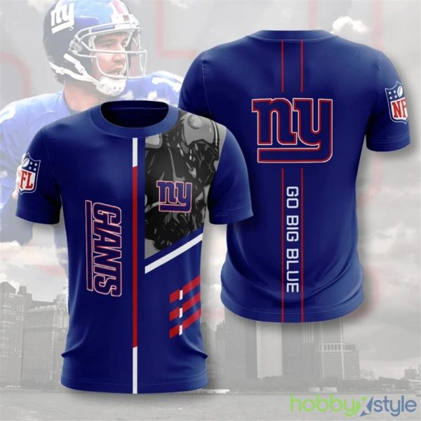 New York Giants Performance 3d T-Shirt For Men And Women - New York Giants T-shirt 3D Performance Short Sleeve_1
