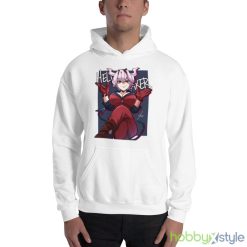 Red Girl Beelzebub White T Shirt Mockup - 18500 Unisex Heavy Blend Hooded Sweatshirt