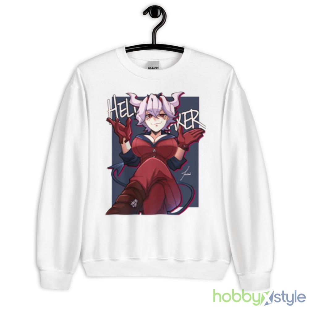 Red Girl Beelzebub White T Shirt Mockup - 18000 Unisex Heavy Blend Crewneck Sweatshirt