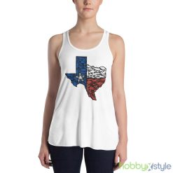 red tuna Texas flag White T Shirt Mockup - 8800 Women's Flowy Racerback Tank