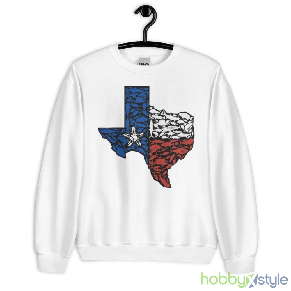 red tuna Texas flag White T Shirt Mockup - 18000 Unisex Heavy Blend Crewneck Sweatshirt