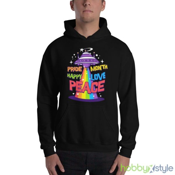 Space Rainbow Retro Pride Month Happy Love Peace Shirt - 18500 Unisex Heavy Blend Hooded Sweatshirt