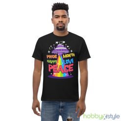 Space Rainbow Retro Pride Month Happy Love Peace Shirt - Men’s Classic Tee Gildan 5000