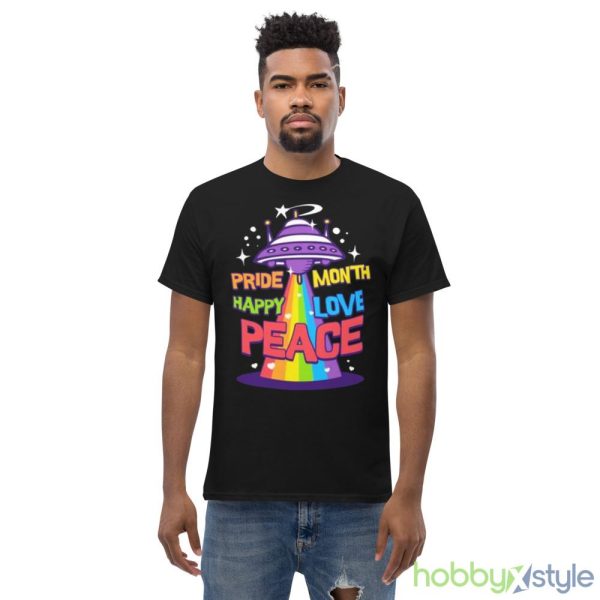 Space Rainbow Retro Pride Month Happy Love Peace Shirt - Men’s Classic Tee Gildan 5000
