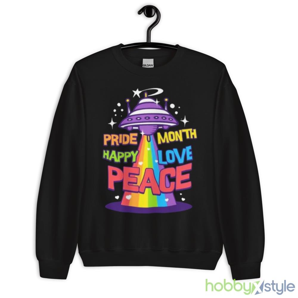 Space Rainbow Retro Pride Month Happy Love Peace Shirt - 18000 Unisex Heavy Blend Crewneck Sweatshirt
