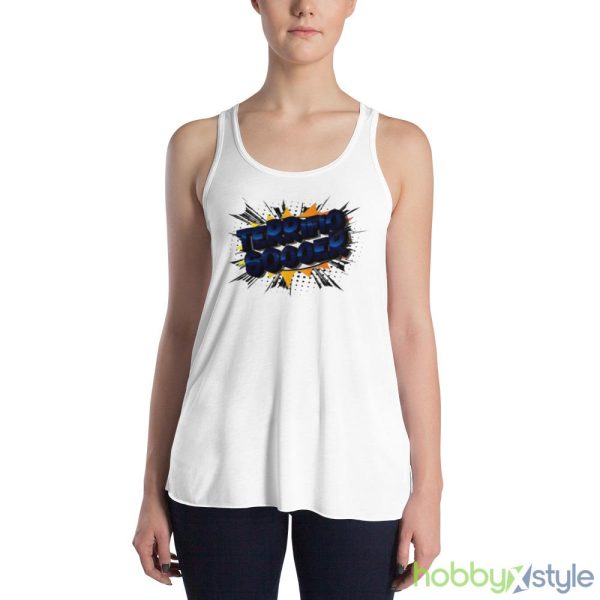 Terrific soccer vector illustrated comic book style phrase on abstract Shirt - 8800 Women's Flowy Racerback Tank