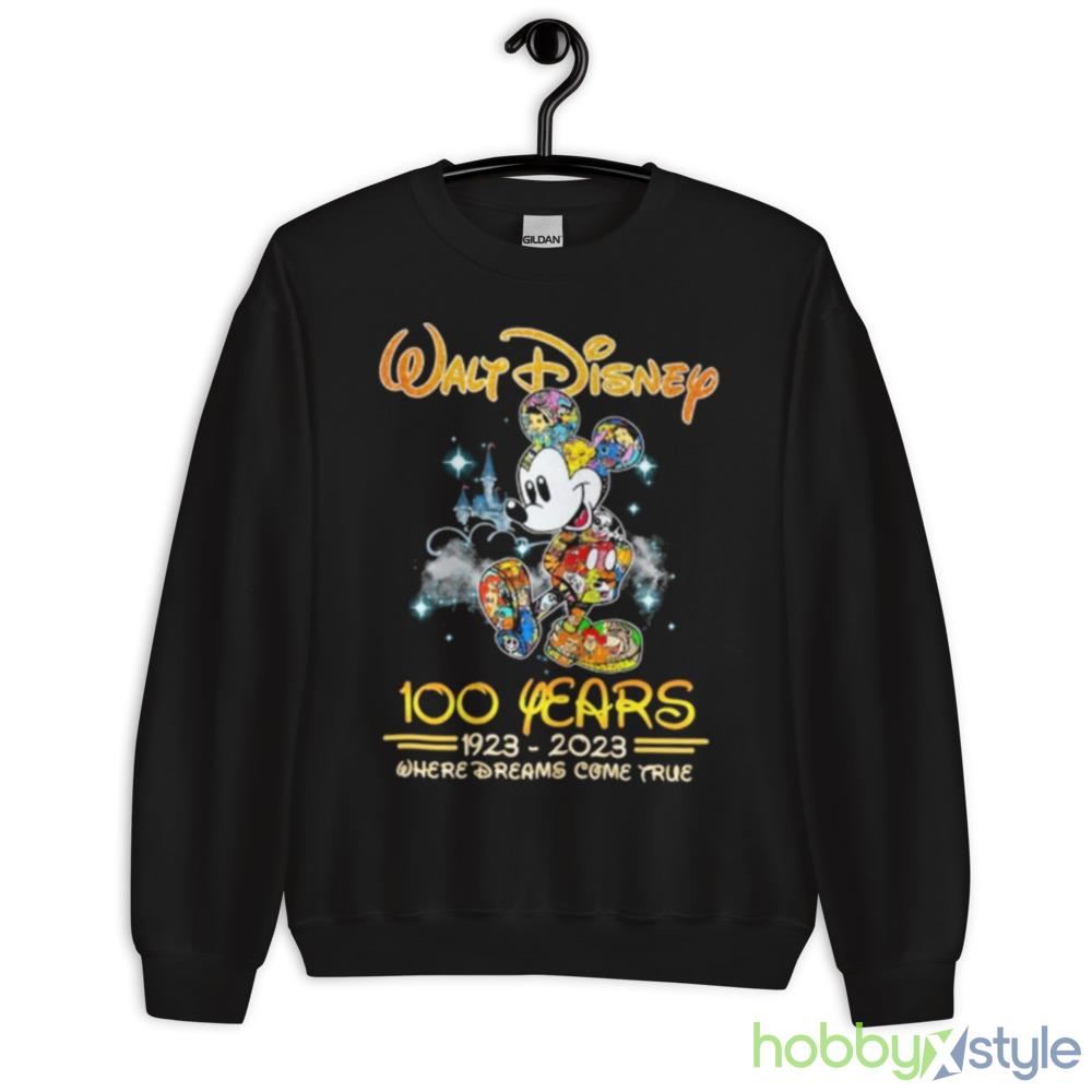 Walt Diney 100 Years 1923 2023 Where Dreams Come True Shirt - 18000 Unisex Heavy Blend Crewneck Sweatshirt