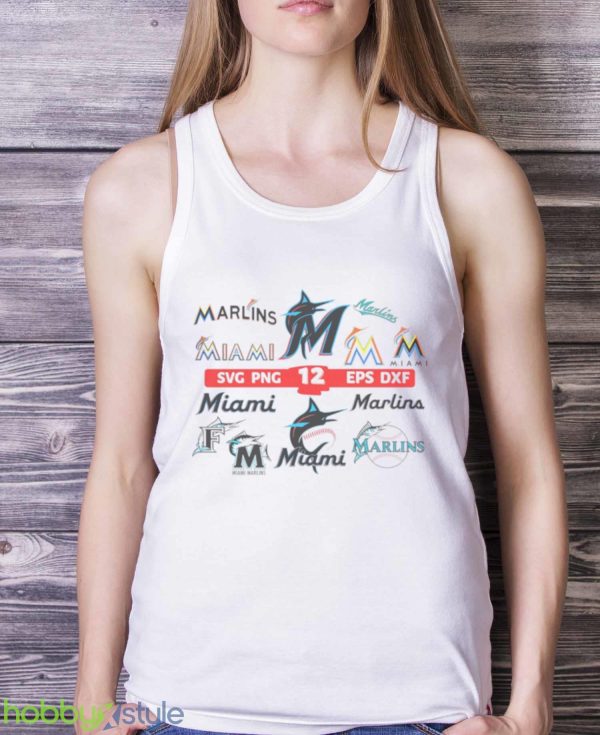 12 Layered Miami Marlins Bundle shirt - White Ladies Tank Top