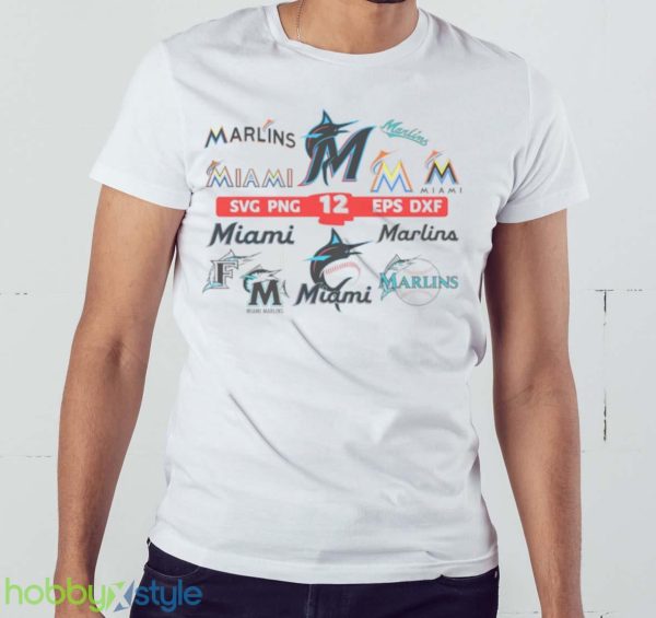 12 Layered Miami Marlins Bundle shirt - White Men T-Shirt