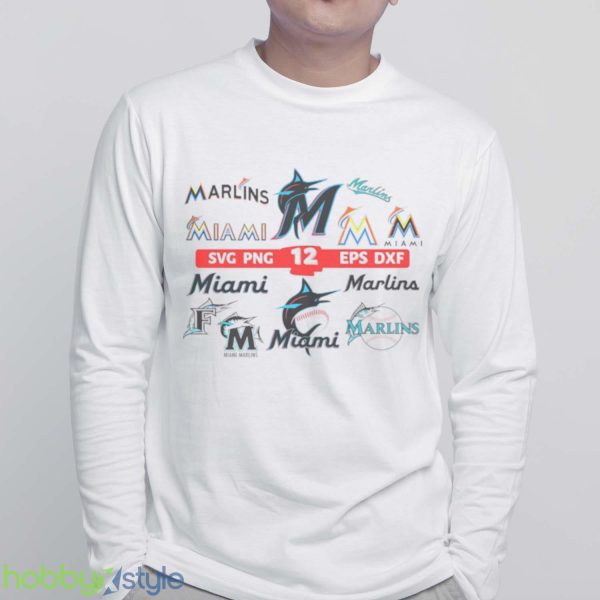 12 Layered Miami Marlins Bundle shirt - White Sweatshirt
