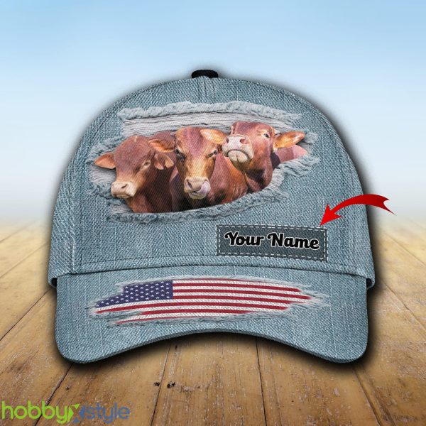 Beefmaster Jeans Custom Name Cap Hat Model For Men And Women Gift - Unijames Beefmaster Jeans Pattern Customized Name Cap
