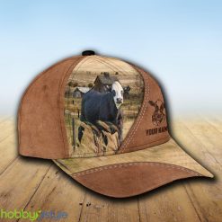 Black Baldy Custom Name Brown Cap Hat Model For Men And Women Gift - Unijames Black Baldy Customized Name Brown Cap_2