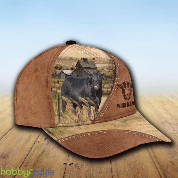 Black Sim Angus Custom Name Brown Cap Hat Model For Men And Women Gift - Unijames Black Sim Angus Customized Name Brown Cap_2
