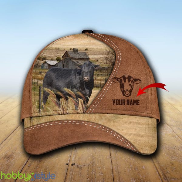 Black Sim Angus Custom Name Brown Cap Hat Model For Men And Women Gift - Unijames Black Sim Angus Customized Name Brown Cap_1