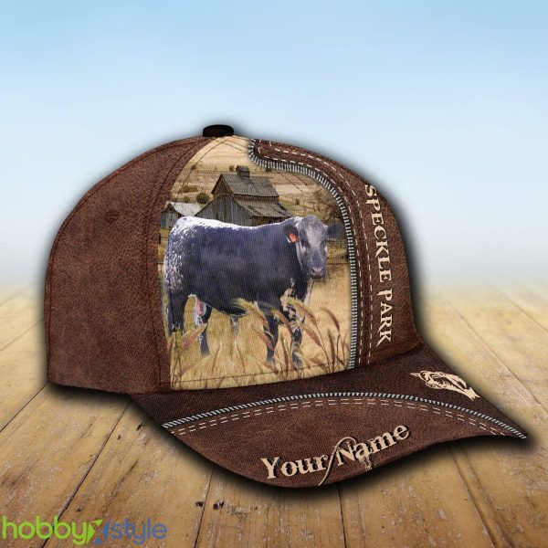 Black Speckled Park Custom Name Leather Cap Hat Model For Men And Women Gift - Unijames Black Speckled Park Customized Name Leather Pattern Cap_2