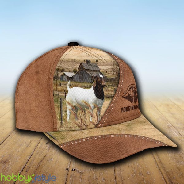 Boer Goat Custom Name Brown Cap Hat Model For Men And Women Gift - Unijames Boer Goat Customized Name Brown Cap_2