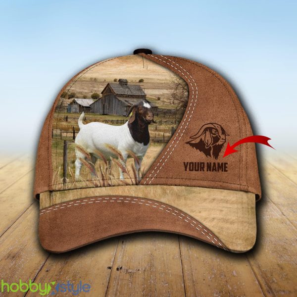 Boer Goat Custom Name Brown Cap Hat Model For Men And Women Gift - Unijames Boer Goat Customized Name Brown Cap_1