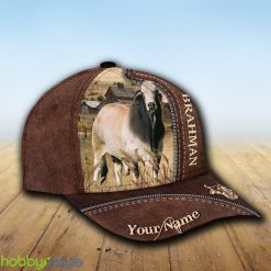 Brahman Custom Name Leather Cap Hat Model For Men And Women Gift - Unijames Brahman Customized Name Leather Pattern Cap_2