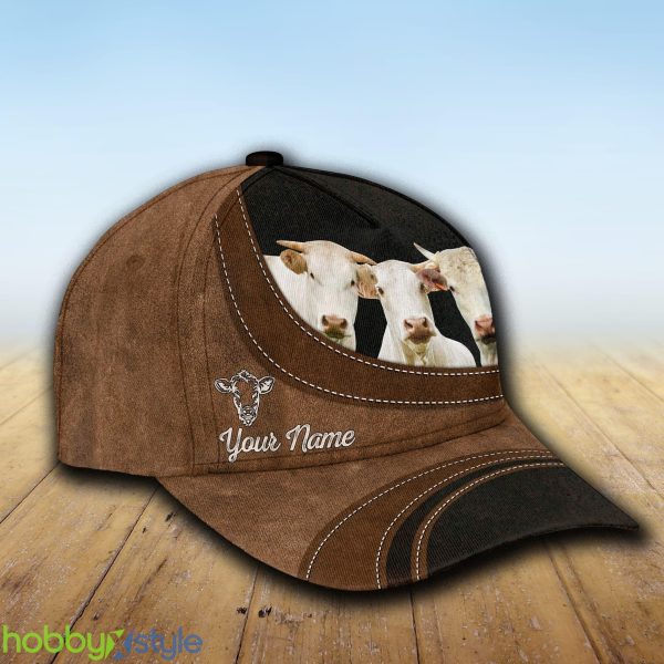 Charolais Happiness Custom Name Cap Hat Model For Men And Women Gift - Unijames Charolais Happiness Customized Name Cap_2