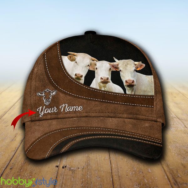 Charolais Happiness Custom Name Cap Hat Model For Men And Women Gift - Unijames Charolais Happiness Customized Name Cap_1