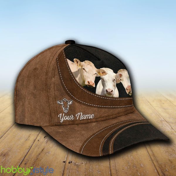 Charolais No Horn Happiness Custom Name Cap Hat Model For Men And Women Gift - Unijames Charolais No Horn Happiness Customized Name Cap_2