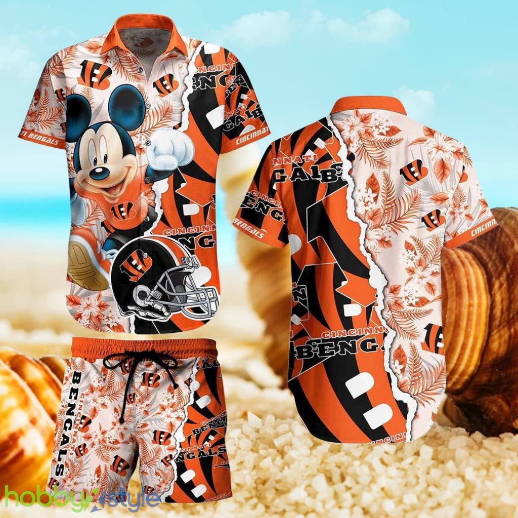 Cincinnati Bengals NFL Hawaiian Shirt And Short Mickey Graphic Tropical 3D Printed Gift For Men Women Product Photo 1