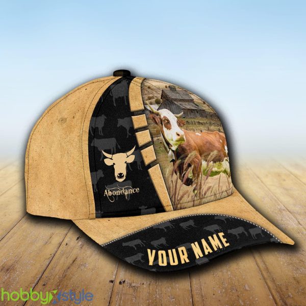 Custom Name Abondance Cattle 3D Cap Hat Model For Men And Women Gift - Unijames Custom Name Abondance Cattle 3D Cap_2