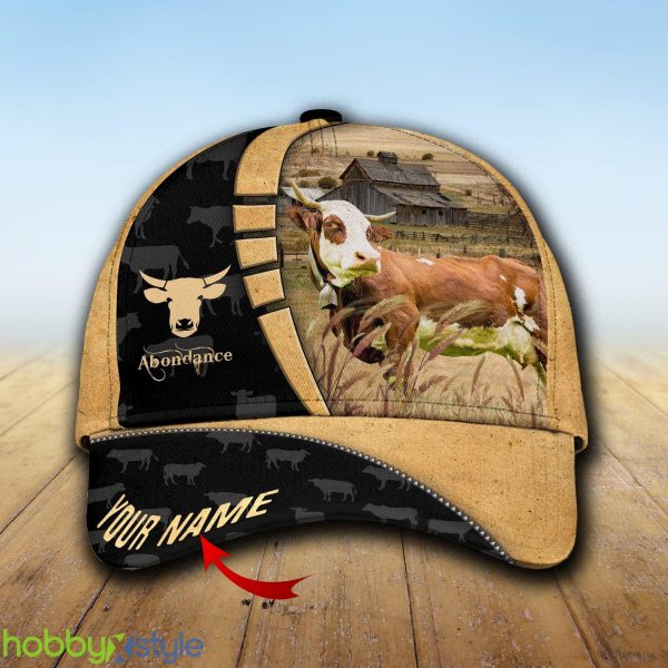 Custom Name Abondance Cattle 3D Cap Hat Model For Men And Women Gift - Unijames Custom Name Abondance Cattle 3D Cap_1