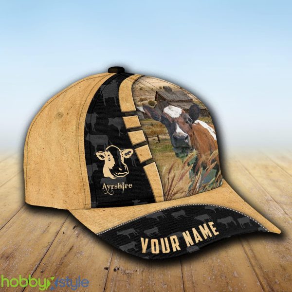 Custom Name Ayrshire Cattle 3D Cap Hat Model For Men And Women Gift - Unijames Custom Name Ayrshire Cattle 3D Cap_2