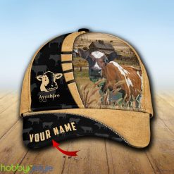 Custom Name Ayrshire Cattle 3D Cap Hat Model For Men And Women Gift - Unijames Custom Name Ayrshire Cattle 3D Cap_1