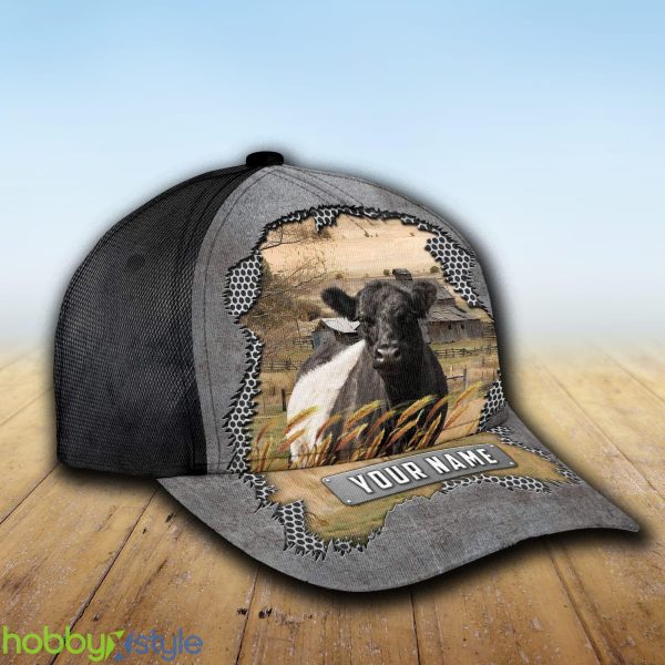 Custom Name Belted Galloway Metal Cap Hat Model For Men And Women Gift - Unijames Custom Name Belted Galloway Metal Pattern Cap_2