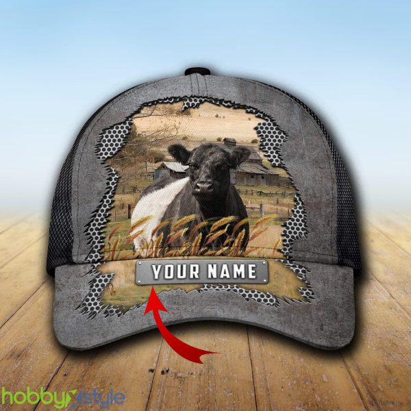 Custom Name Belted Galloway Metal Cap Hat Model For Men And Women Gift - Unijames Custom Name Belted Galloway Metal Pattern Cap_1