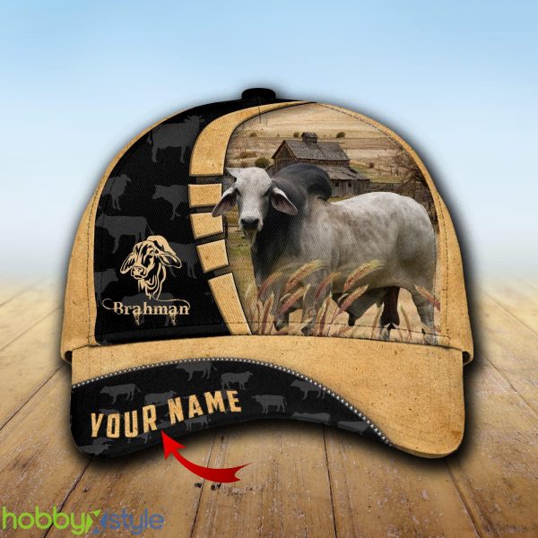 Custom Name Brahman Cattle 3D Cap Hat Model For Men And Women Gift - Unijames Custom Name Brahman Cattle 3D Cap